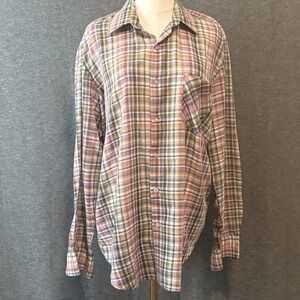 Vintage J.P. Austin Plaid Button-Up Shirt Mens Large Long Sleeve Checkered